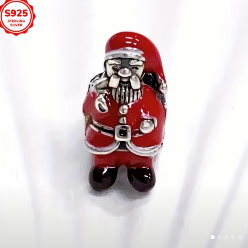 Red and Silver Santa Claus 925 Sterling Silver Charm